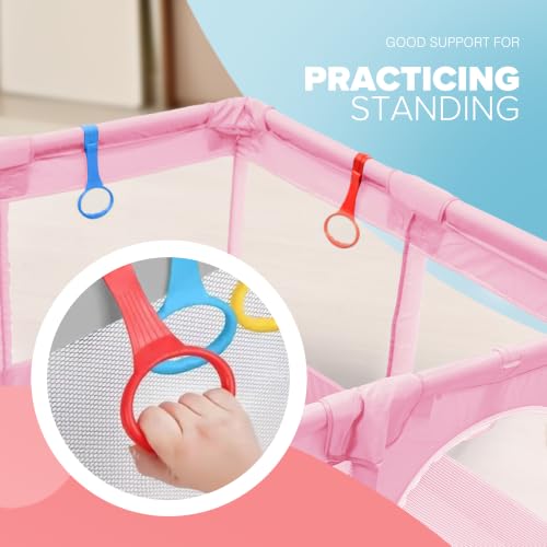 Extra Large Play Yard for Babies (127x127x65cm) (Pink)