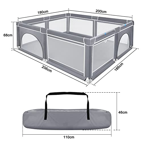 Foam Protection & 2 Pull Rings Portable Large Activity Centre Play Yard for Indoor and Outdoor Use