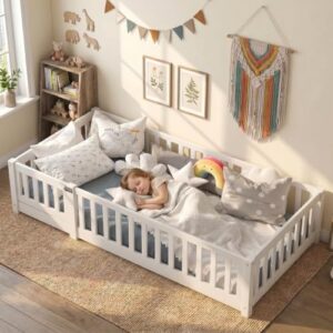 3ft Montessori Floor Bed with Rails & Lockable Door