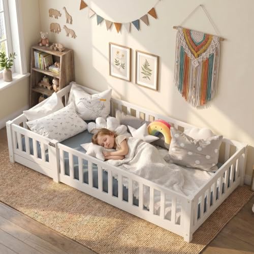 3ft Montessori Floor Bed with Rails & Lockable Door