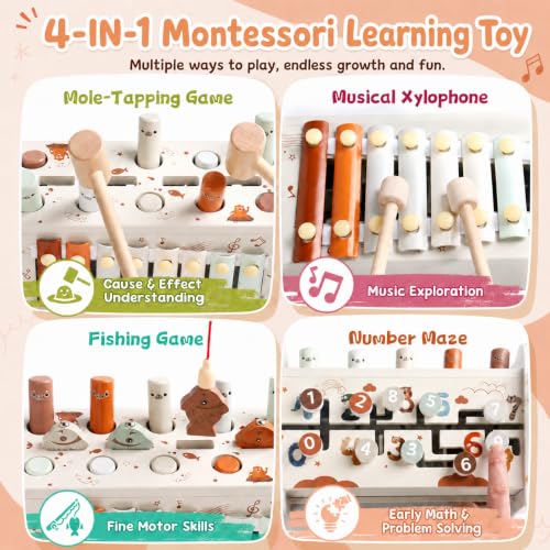 4-in-1 Learning Toys | Whack a Mole with Xylophone