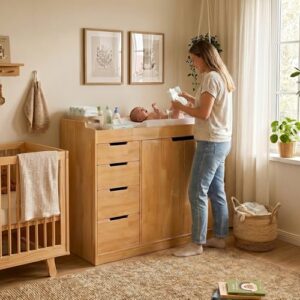 120cm Wide Nursery Dresser Changing Unit with Safety Guardrail