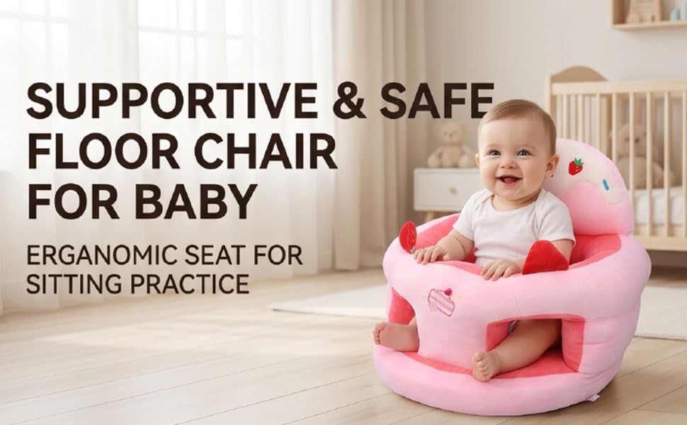 Infant Back Support Floor Seat Chair Cute Portable Toddler for Sitting Up Activity Learning Sit (Cake)