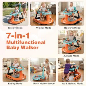 Portable Push Along Walkers (Orange) | with Canopy