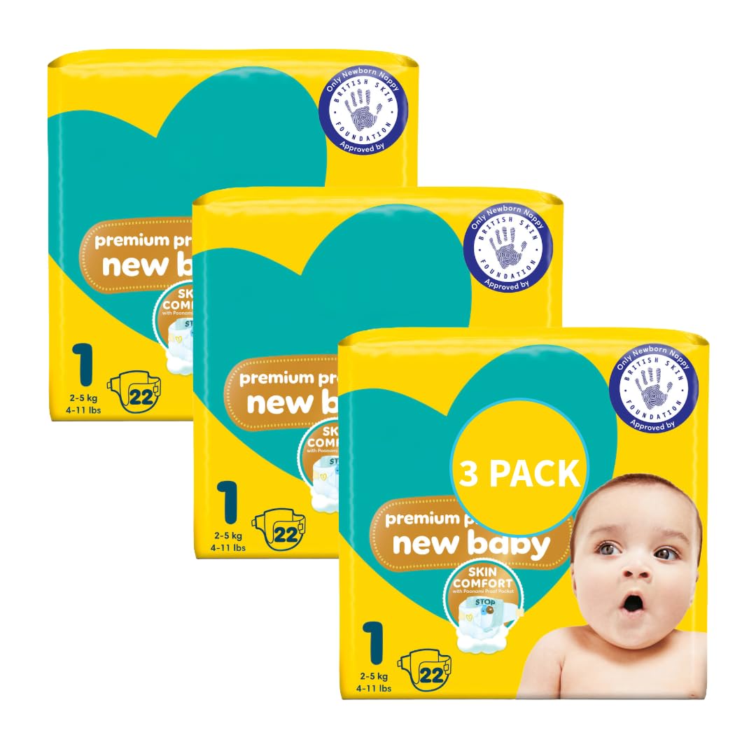 66 Newborn Nappies (3 Packs of 22) Premium Protectio