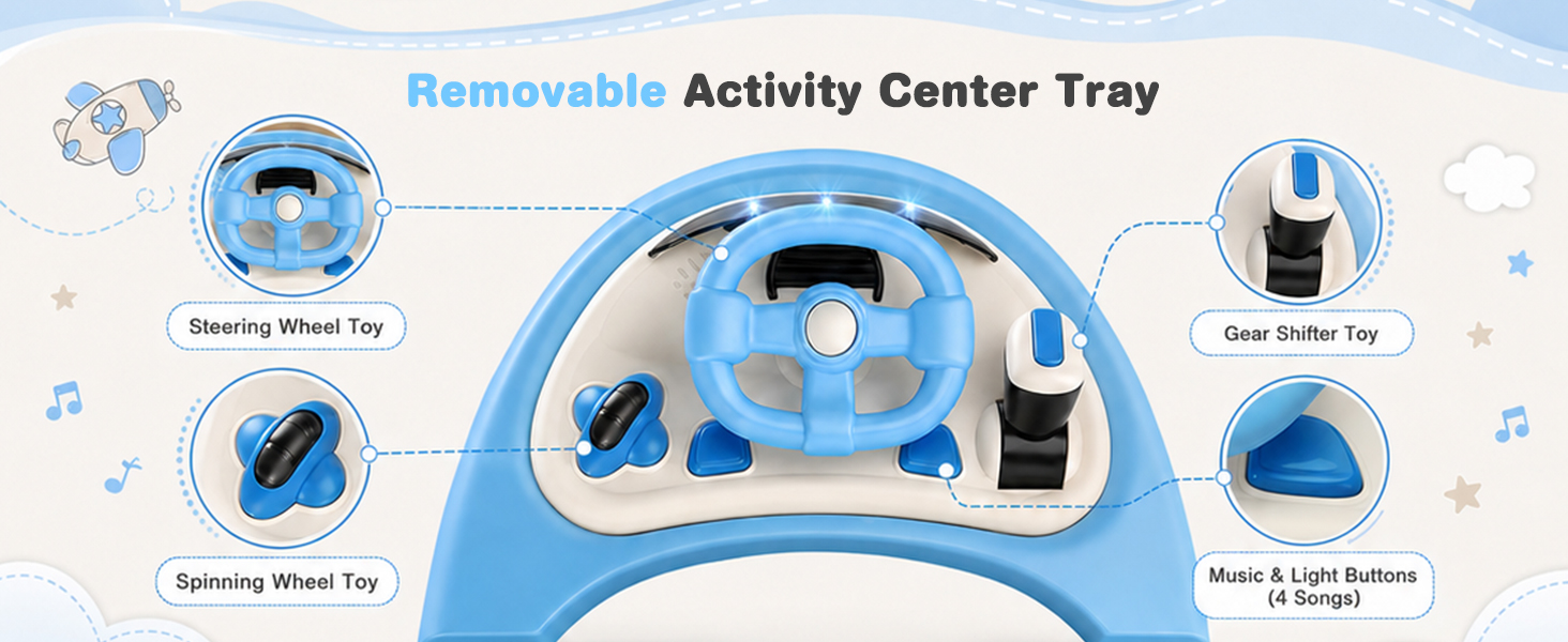 Text reads "Sturdy Pyramid Frame" with feature callouts showing "Safe Anti-pinch Design," "Anti-slip Design," and "Lockable Three-dimensional Space." Blue and white pyramid-shaped play frame with multiple enclosed compartments and safety features.