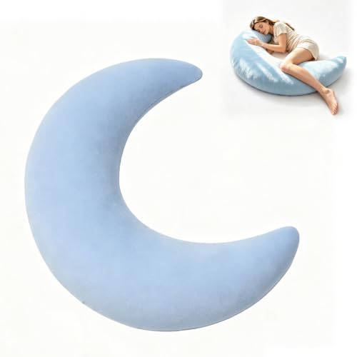 C Shaped Full Body Pillow for Side Sleepers (Blue)                                                          Soft Hugging Support Pillow with Washable Cover for Sleeping