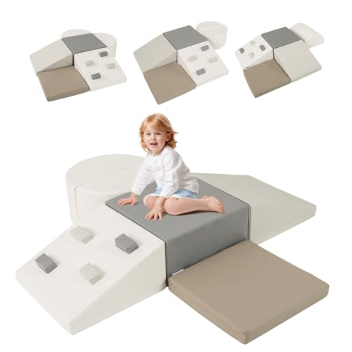 6Pcs Baby Soft Foam Blocks for 1+ Years Old Boys Girls Climbing Sliding Crawling