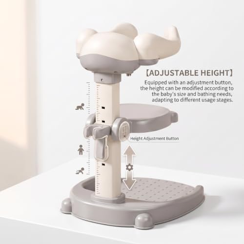 Adjustable Baby Bath Stand with Anti-Slip Base & Detachable Seat