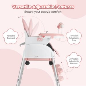 High Chair with 5-Point Harness & Removable Tray