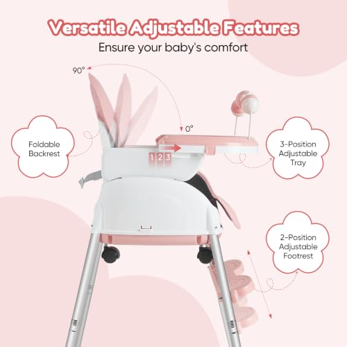 High Chair with 5-Point Harness & Removable Tray