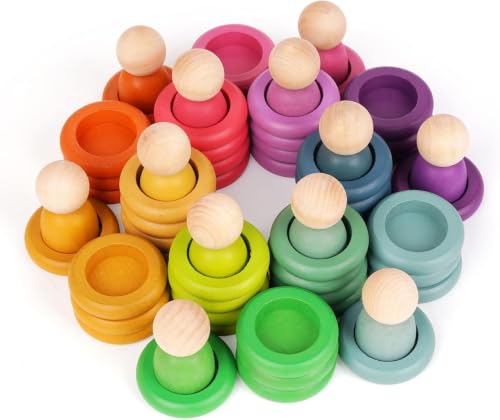 Rainbow Stacking Rings & Peg Dolls | 12 Colors