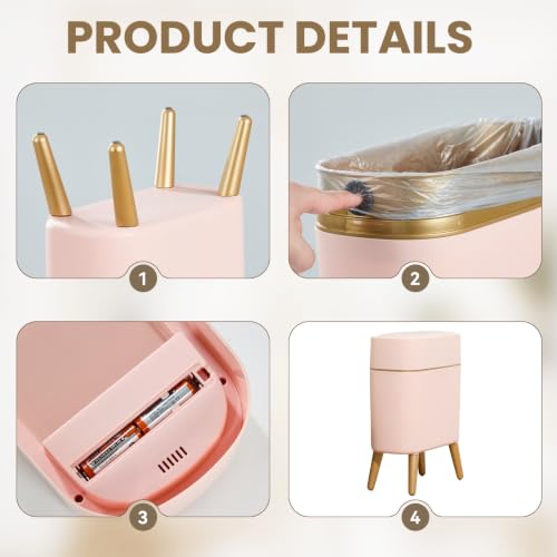 Plastic Automatic Garbage Can with Gold Edge