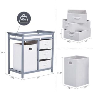 Laundry Hamper & 3 Drawer Baskets Storage Organizer for Nursery Clothes