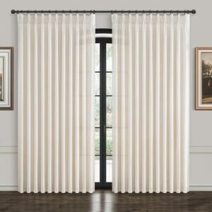 Pinch Pleated Light Filtering Farmhouse Nursery Room Curtain 100 x 84 Large Window Track System Semi Through Drapes
