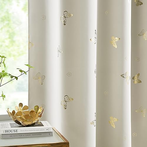 52x54 Elegant Ivory Blackout Curtains with Black Lining