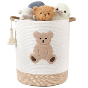 Woven Blanket Basket Toy Organizer Bear Hamper with Handles
