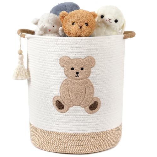 Woven Blanket Basket Toy Organizer Bear Hamper with Handles
