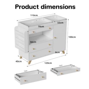 White                                                          Modern changing unit with spacious removable tabletop