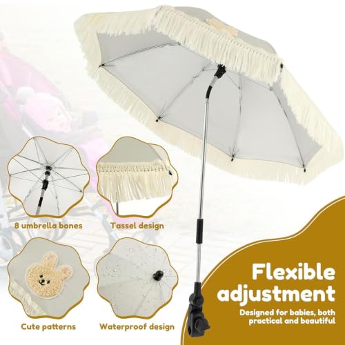 Cute Bear Embroidery & Lace Stroller Umbrella