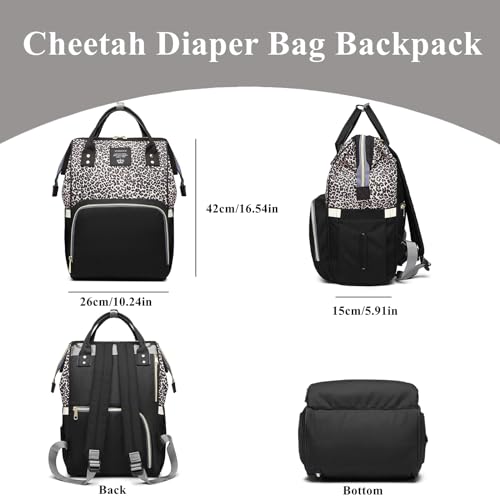 Leopard Multi function Baby Diaper Bag for Boys Girls Waterproof Backpack Travel Diaper Bag