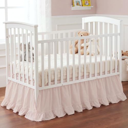 28" x 52" with 14" Drop–100% Washed Cotton Dust Ruffle Bed Skirt