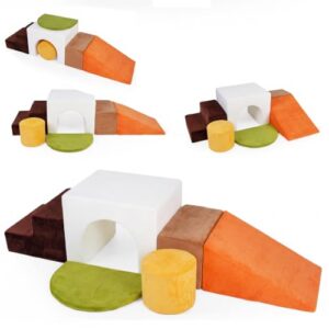 Baby Climbing Blocks (White+Brown) | with Slide