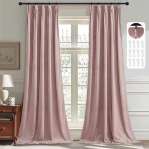 Dusty Pink Light Blocking Privacy Window Drapes Luxury Back Tab Thermal Insulated Panels for Living Room Nursery