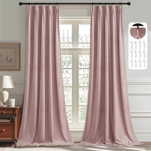 Dusty Pink Light Blocking Privacy Window Drapes Luxury Back Tab Thermal Insulated Panels for Living Room Nursery