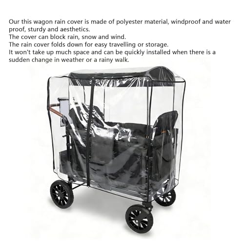 Polyester Stroller Wagon Cover with Clear Canopy Ventilation Holes and Hook Loop Closure for Rain Wind Travel (125 * 55 * 110cm)
