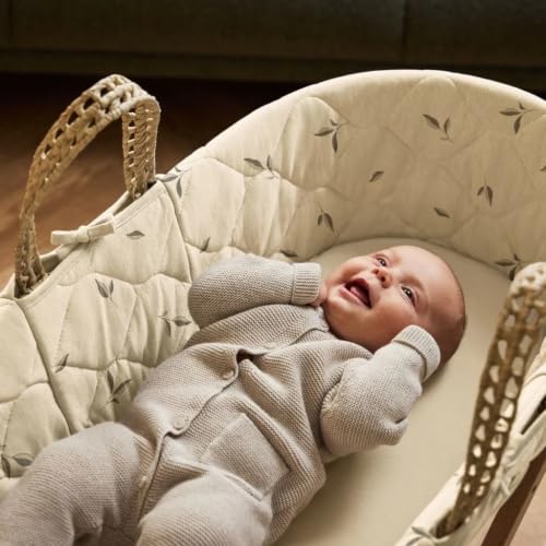 Palm Leaf Carrycot and Walnut Rocking Stand