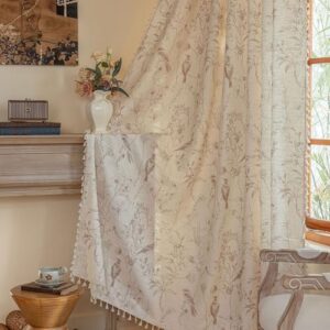 Floral Curtains Beige with Garden Birds