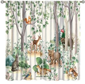 Wild Rustic Bear Fox Deer Children Cartoon Window Treatments for Living Room