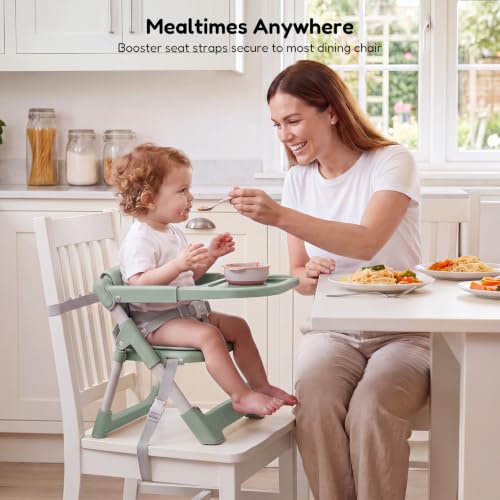 Foldable High Chair with Tray & Harness Green | Portable Highchairs