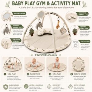 Soft Padded Infant Playmat with Hanging Sensory Toys