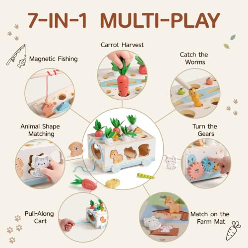Shape Sorter Farm Animal Toddler Toy | Educational Multi-Activity Toy for 1 2 3 Year Old