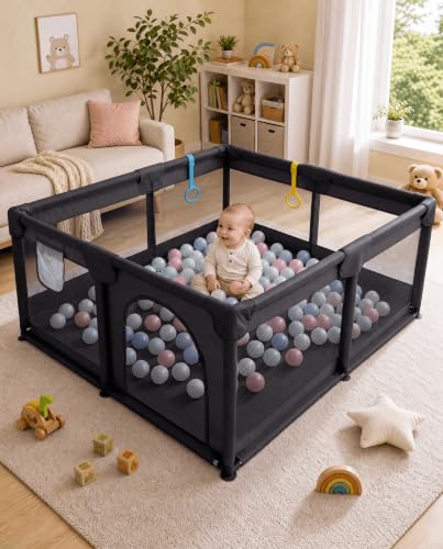Padded Baby Play Pen with Visible Breathable Mesh