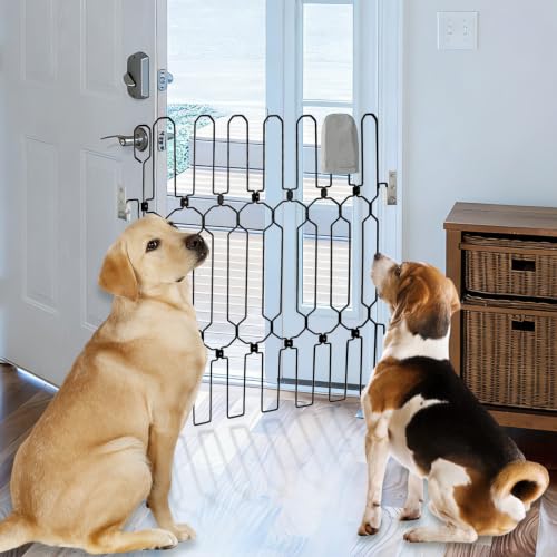 90cm (W) × 78cm (H) Stair Gate for Dog | Easy Install Retractable Metal Dog Gate for Front Doors & RVs to Prevent Dogs from Dashing Ou