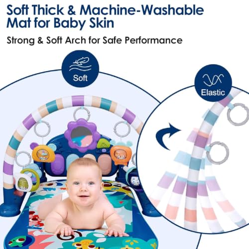 Extra Guardrail Tummy Time Play Mat for Newborn to 12 Months Baby (Hot Pink)