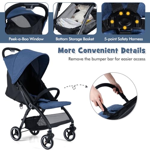 Toddler Travel Buggy for 0-3 Years Old (Navy)