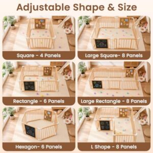 Large Adjustable Baby Play Yard with Activity Board and Door