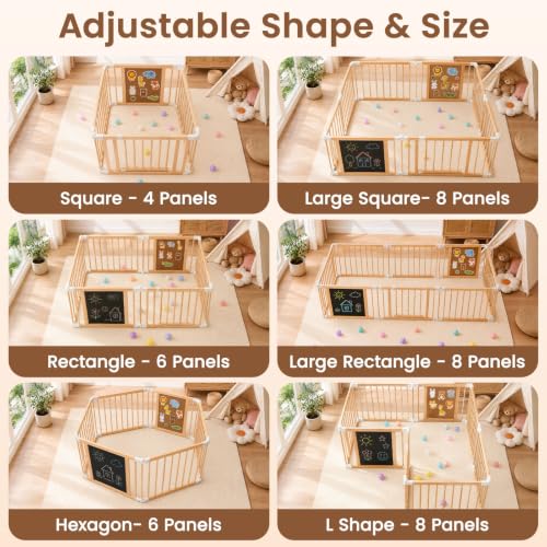 Large Adjustable Baby Play Yard with Activity Board and Door