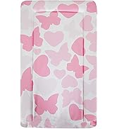 White notebook or journal cover with pink butterfly and heart pattern design in various sizes throughout.