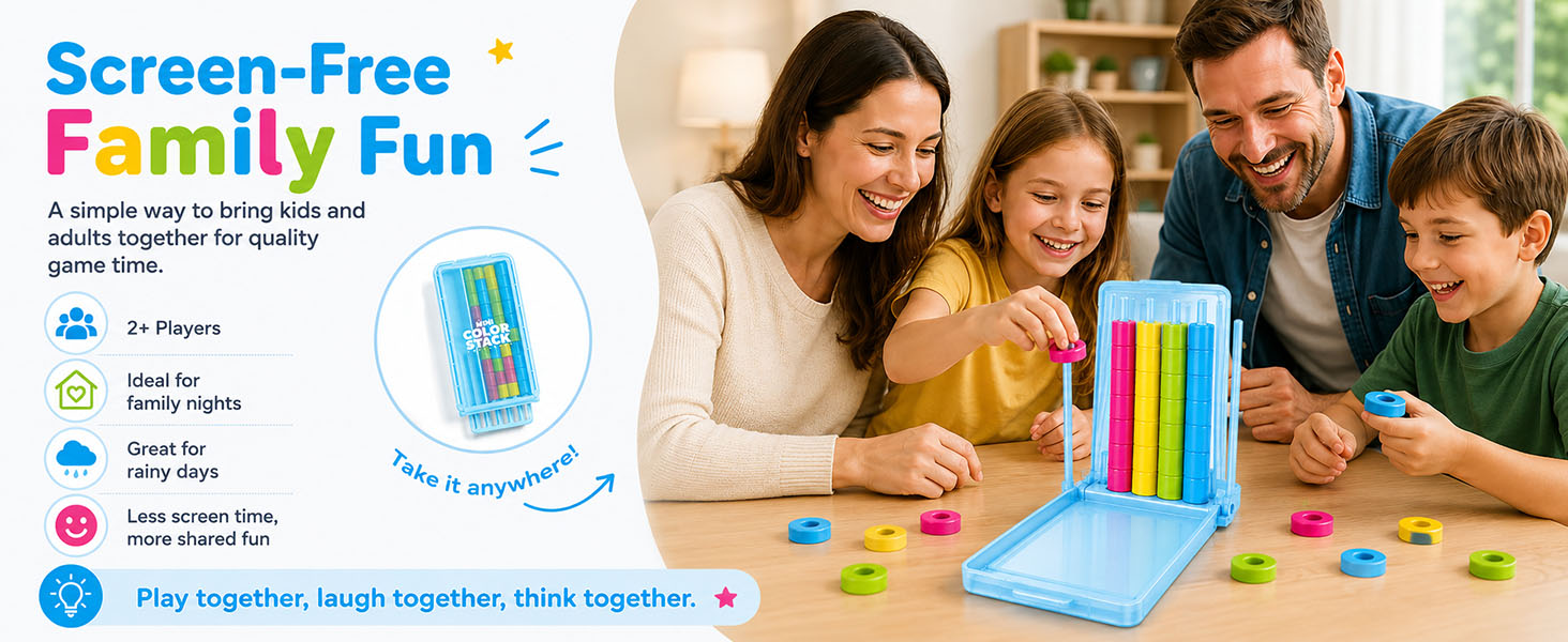 Text reads '40 Vibrant Stacking Rings'. Colorful plastic stacking ring toys in rainbow colors displayed in stacked and loose arrangements on light blue surface.