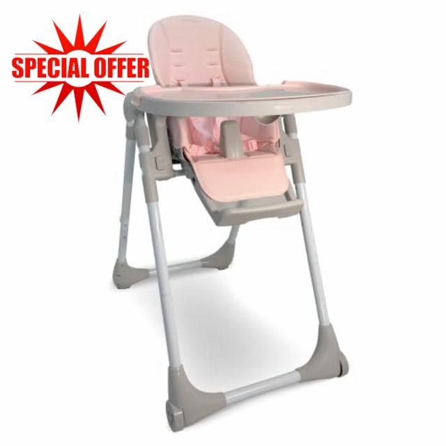 My Babiie MBHC9 Highchair from Birth to 3 Years (15kg) – Pink & Grey From Newborn