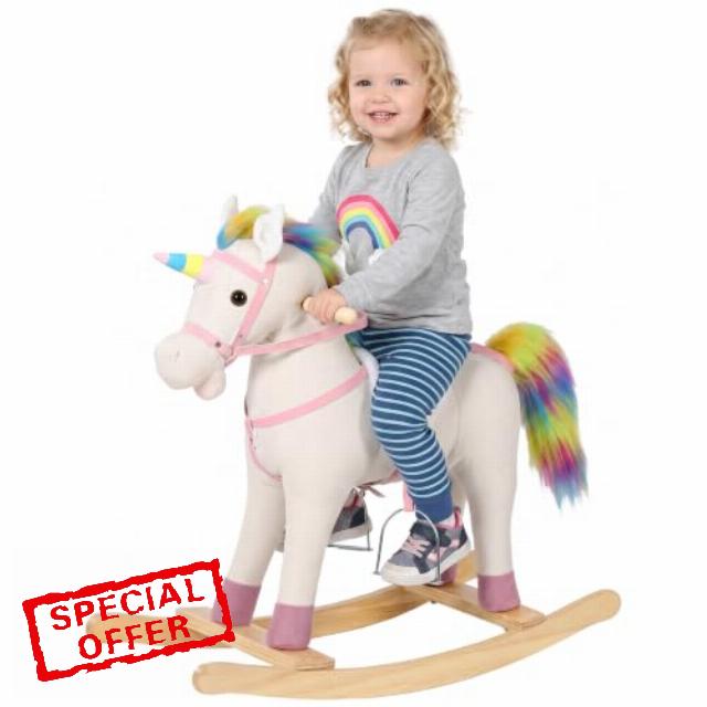 AIYAPLAY Rocking Horse Unicorn Ride on Horse for Toddlers 1-3 Y Cream White                                                          Baby Rocking Horse