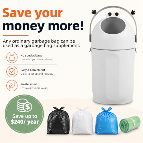 Tall Diaper Pail with Airtight Lid & Quiet Flap Operation