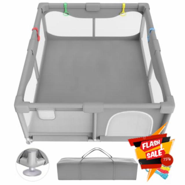 Baby Playpen with Padded Corner Protection(Grey