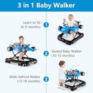 3 in 1 Toddler Activity Center Leaning-Seated Walk-Behind with Steering Wheel