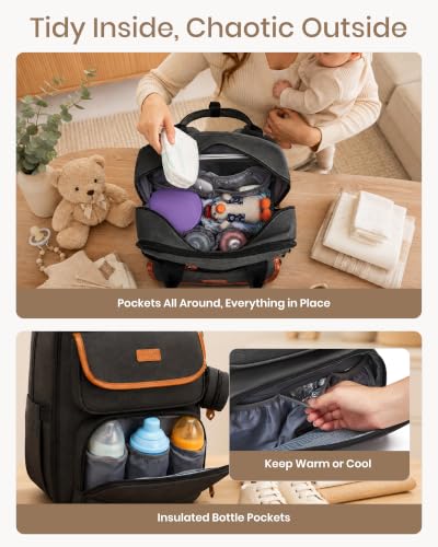 Nappy Bags for Mum & Dad                                                          Water Resistant Baby Bag with Pacifier Holder